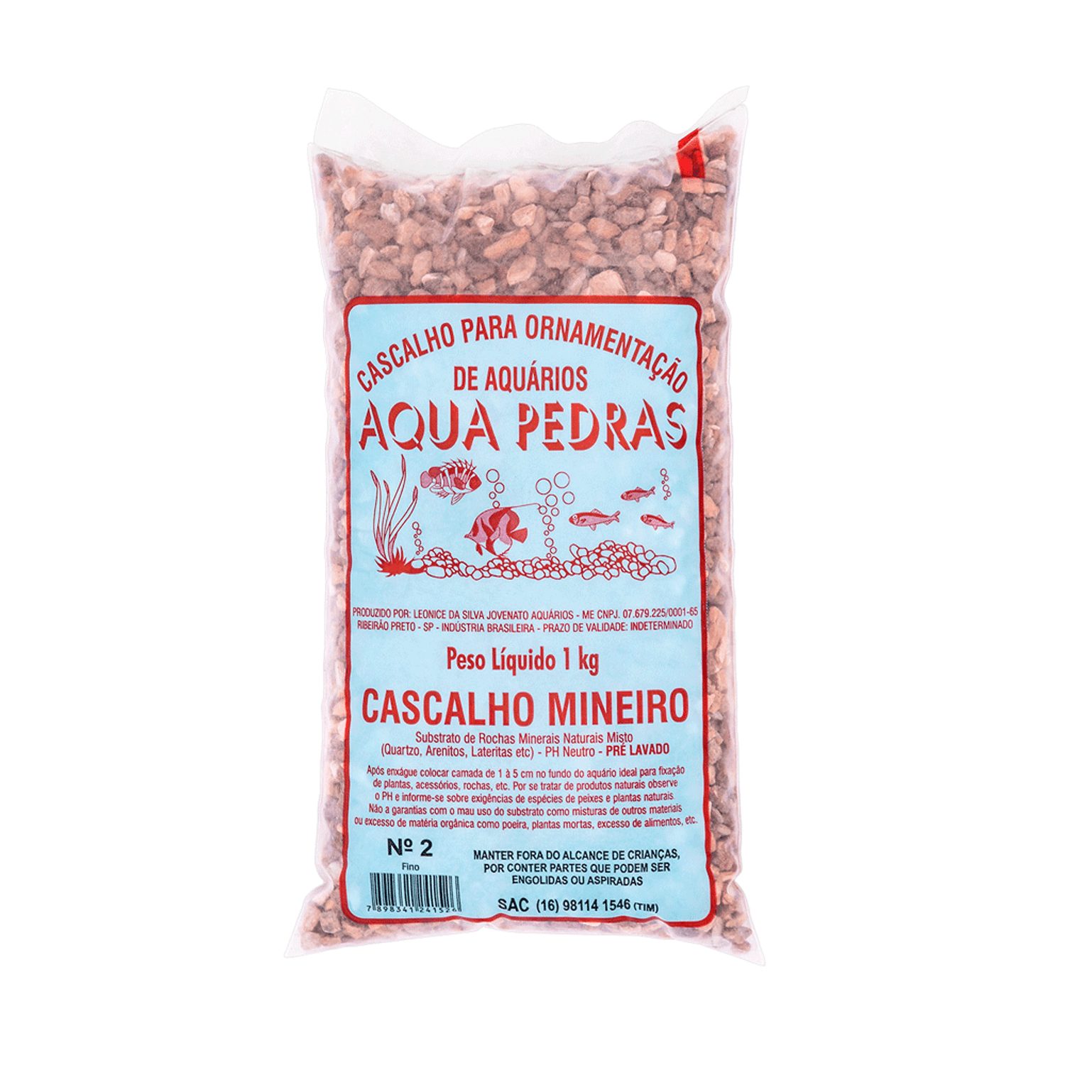 Cascalho Mineiro para Aquário Nº 2 1Kg