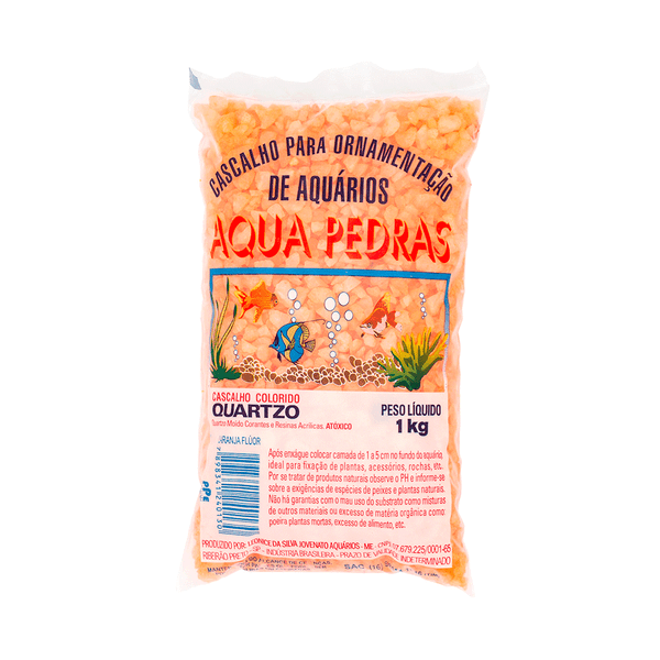 Cascalho para Aquário Quartzo Nº 2 Aqua Pedras Laranja Flúor 1 kg