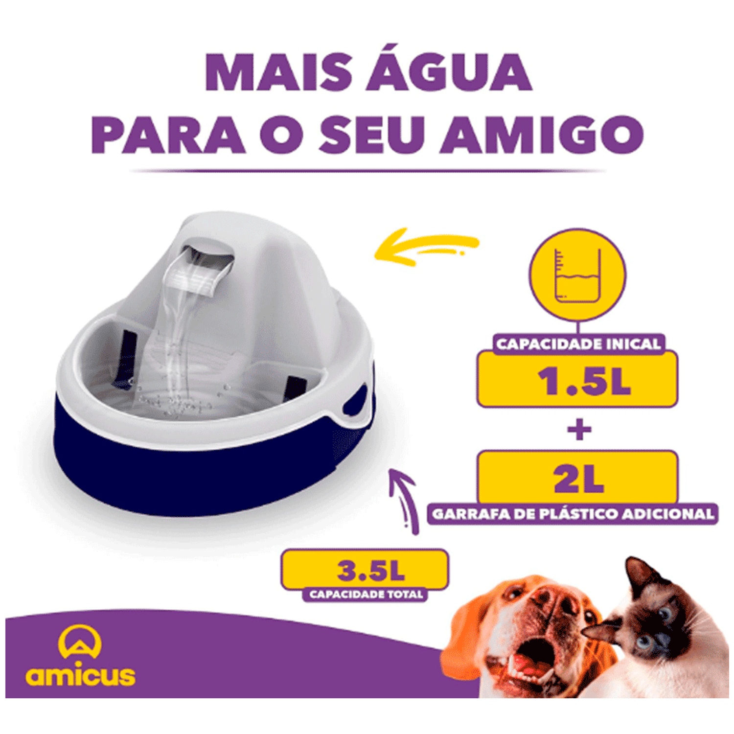 Bebedouro Fonte Aqua Flow Amicus Azul informativo