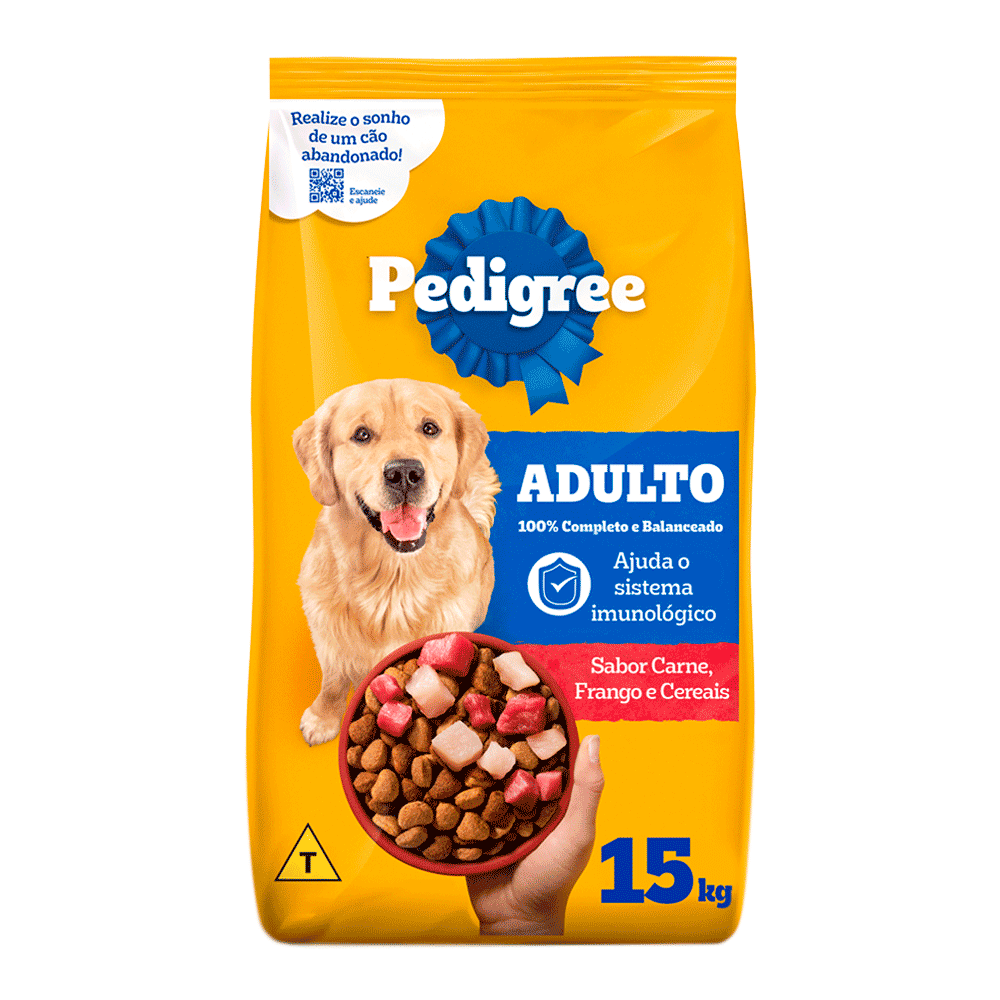 Ração Pedigree Cães Adultos Raças Médias e Grandes Carne, Frango e Cereais