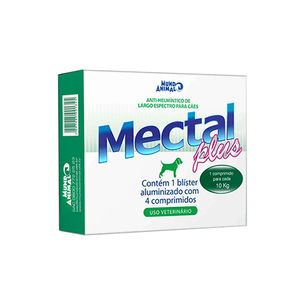 Mectal Plus Cães 10kg Mundo Animal 4 comprimidos