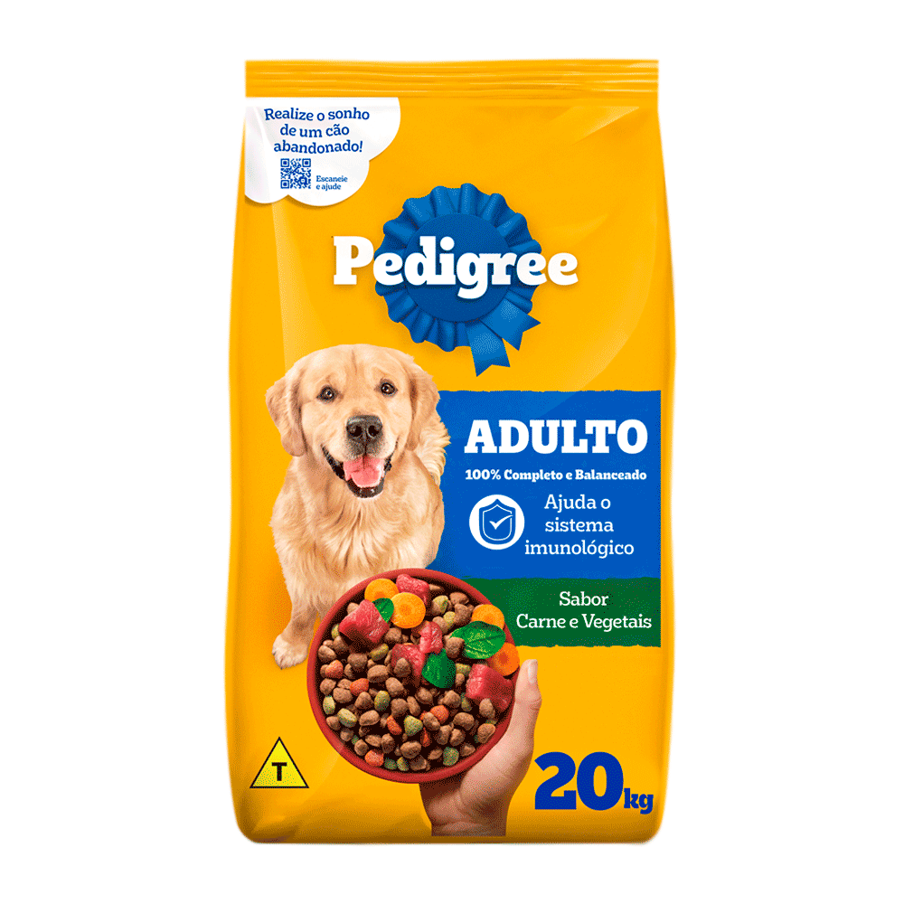 Ração Pedigree Cães Adultos Raças Médias e Grandes Carne e Vegetais