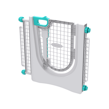 Portão de Segurança Keepo Plast Pet Cinza e Azul Tiffany lateral fechado