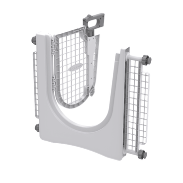 Portão de Segurança Keepo Plast Pet Cinza e Taupe lateral aberto