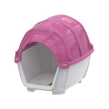 Casinha-Stone-House-Plast-Pet-Cinza-e-Rosa-lateral