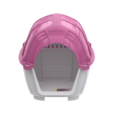 Casinha-Stone-House-Plast-Pet-Cinza-e-Rosa--frente-