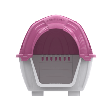 Casinha-Stone-House-Plast-Pet-Cinza-e-Rosa--frente-