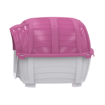 Casinha-Stone-House-Plast-Pet-Cinza-e-Rosa--lateral