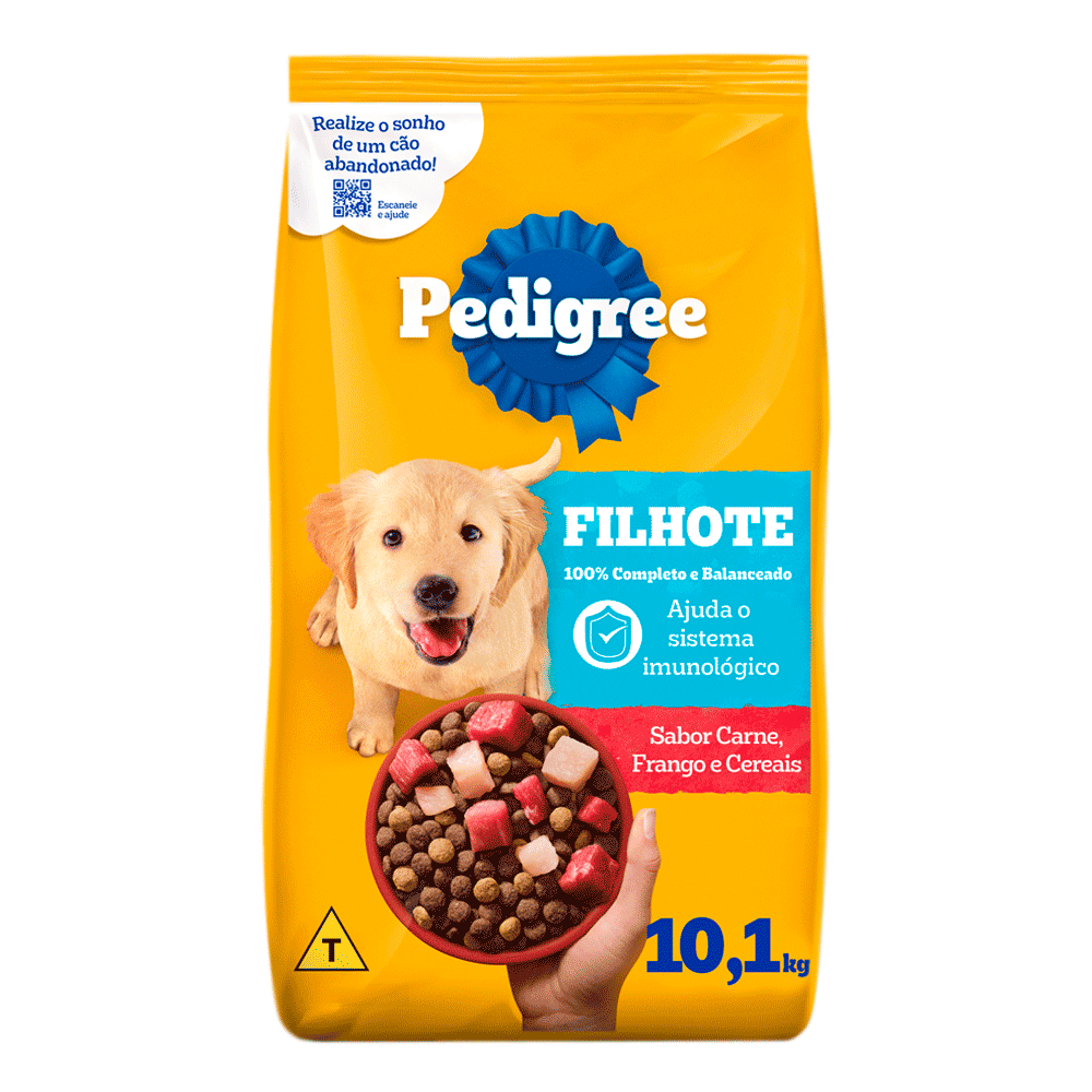Ração Pedigree Cães Filhotes Raças Médias e Grandes Carne Frango e Cereais