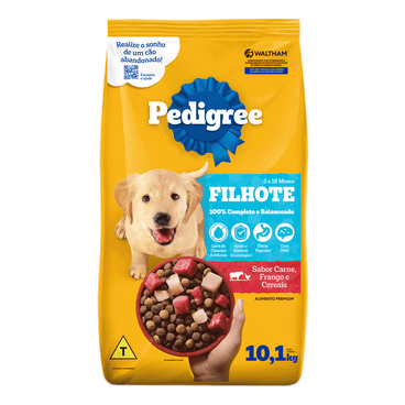 Ração Pedigree Cães Filhotes Carne Frango e Cereais 10,1kg frente