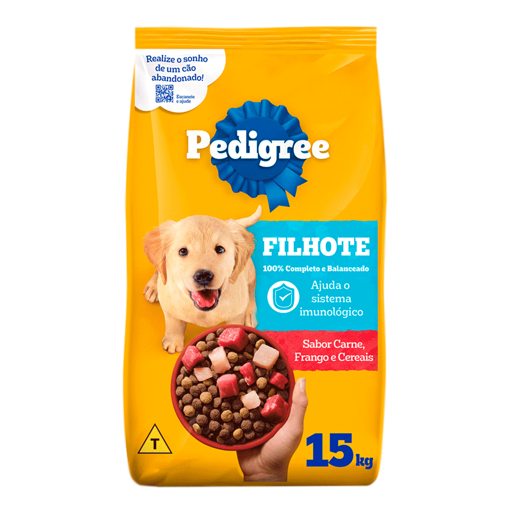 Ração Pedigree Cães Filhotes Raças Médias e Grandes Carne Frango e Cereais