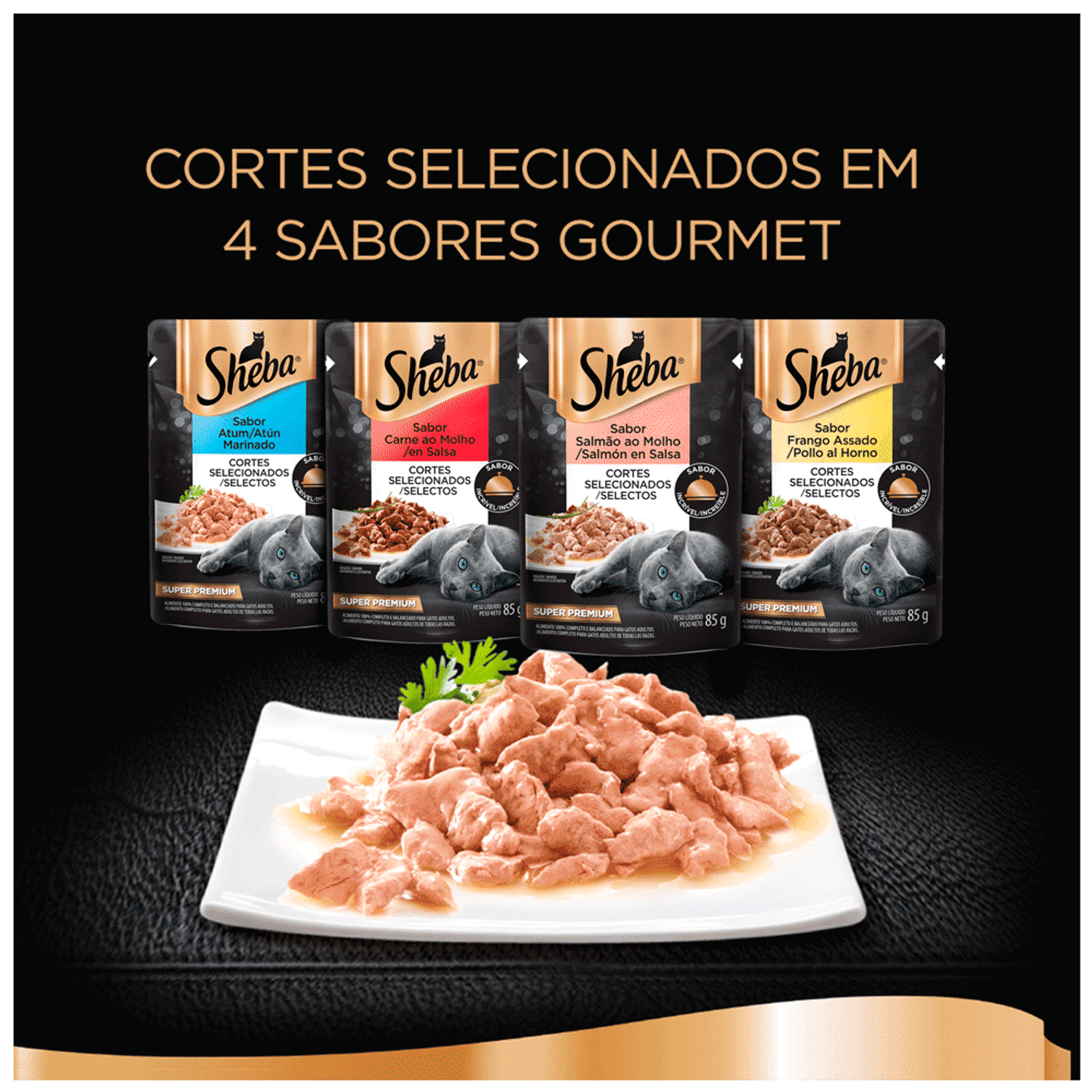 Racao-Umida-Sheba-Gatos-Adultos-Sache-Frango-Assado-85g-sabores-sache