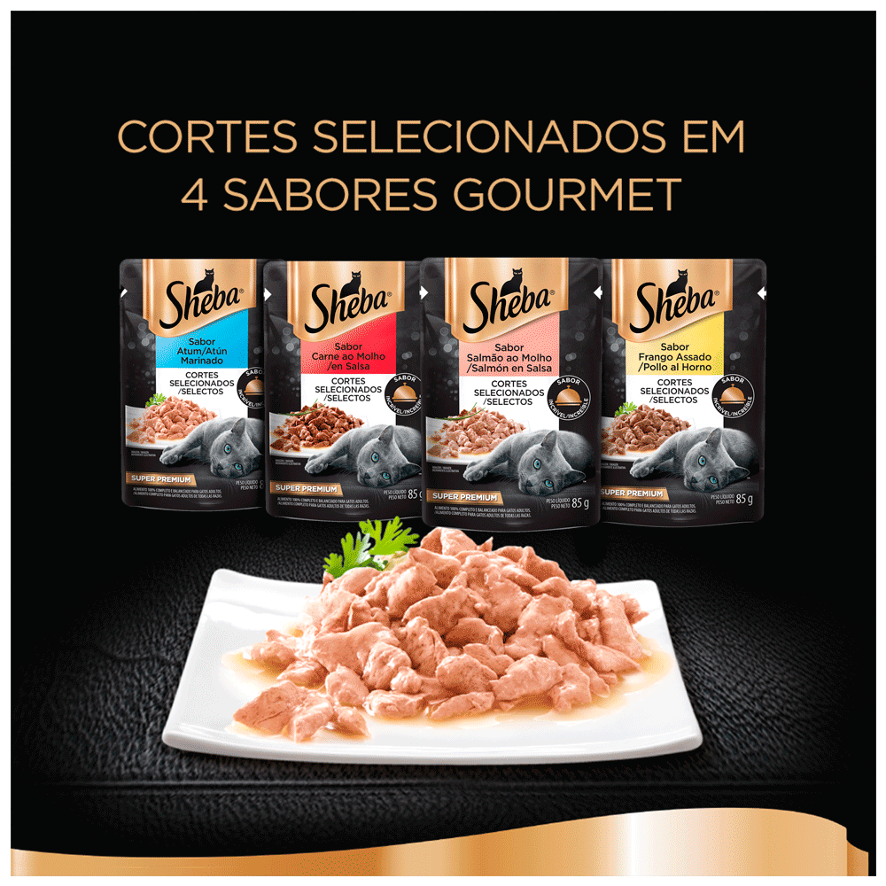 Ração Úmida Sheba Gatos Adultos Sachê Frango Assado
