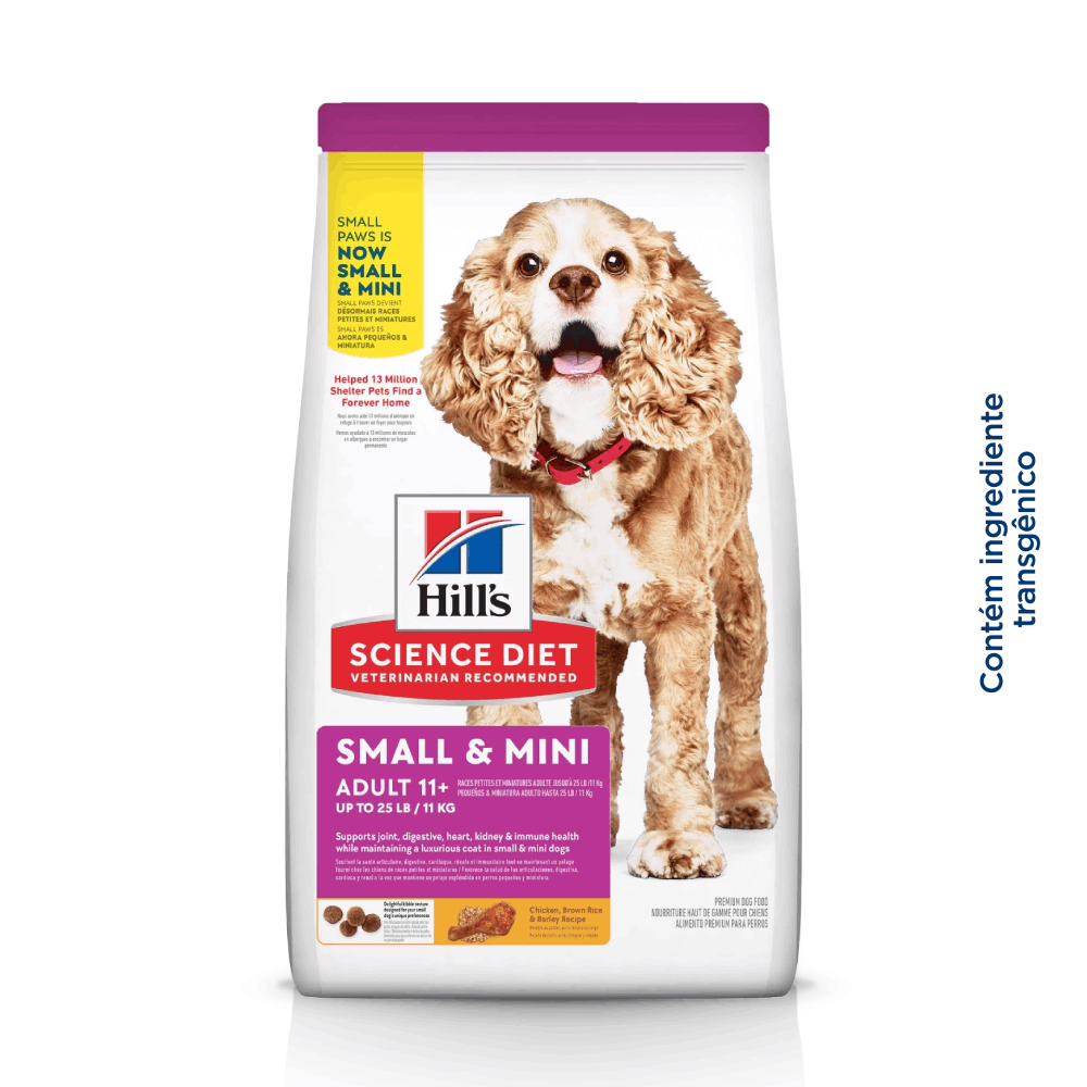 Ração Hill's Science Diet Adulto 11+ para Cães Idosos Mini e Ração Hill's Science Diet Adulto 11+ para Cães Idosos Mini e