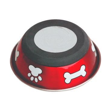 Comedouro Metálico Vermelho Jambo base emborrachada