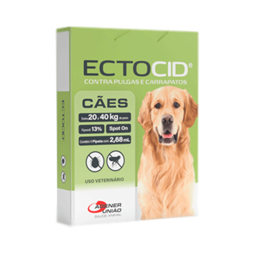 Ectocid Spot On Cães de 20 a 40kg Antipulgas e Carrapatos