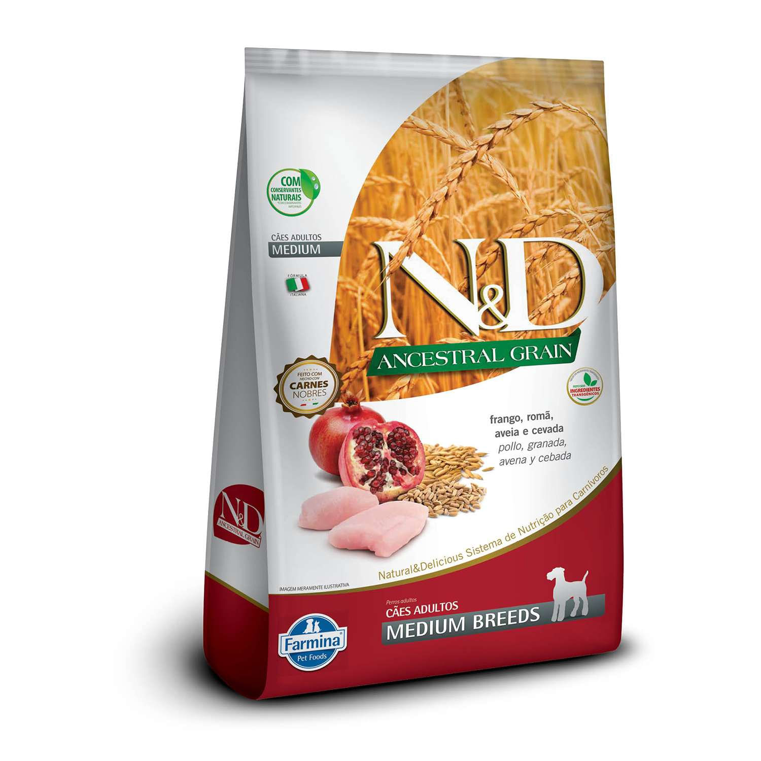 Ração N&amp;D Ancestral Grain Cães Adultos Medium Frango