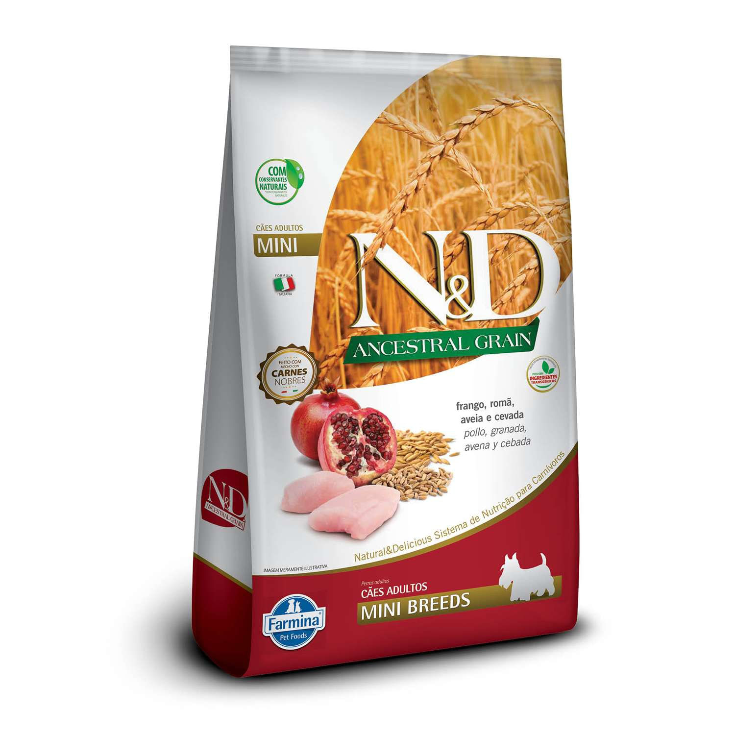 Ração N&amp;D Ancestral Grain Cães Adultos Mini Frango