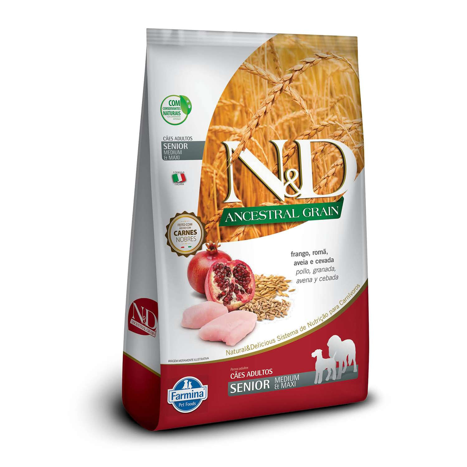 Ração N&amp;D Ancestral Grain Cães Sênior Medium e Maxi Frango