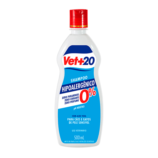 Shampoo Hipoalergênico Cães e Gatos Vet+20 500 ml