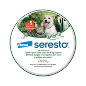 Coleira Antipulgas Seresto Cães e gatos até 8kg - 8 meses de proteção