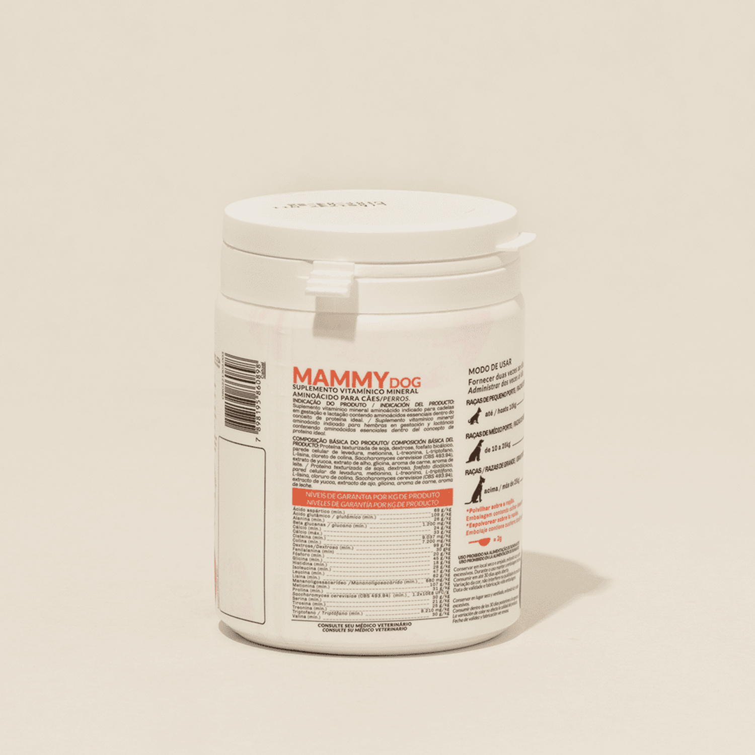 Suplemento Alimentar Organnact Mammy Dog - embalagem verso