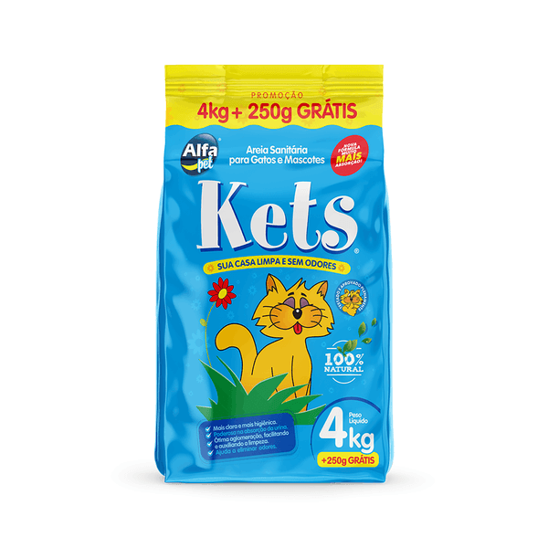 Areia Higiênica Kets para Gatos 4 kg + 250g grátis