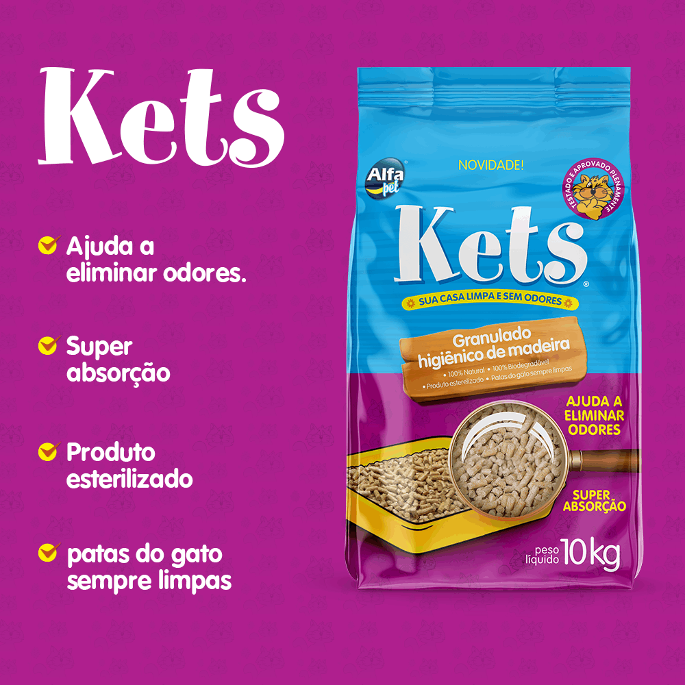 Granulado Higiênico Kets Madeira para Gatos