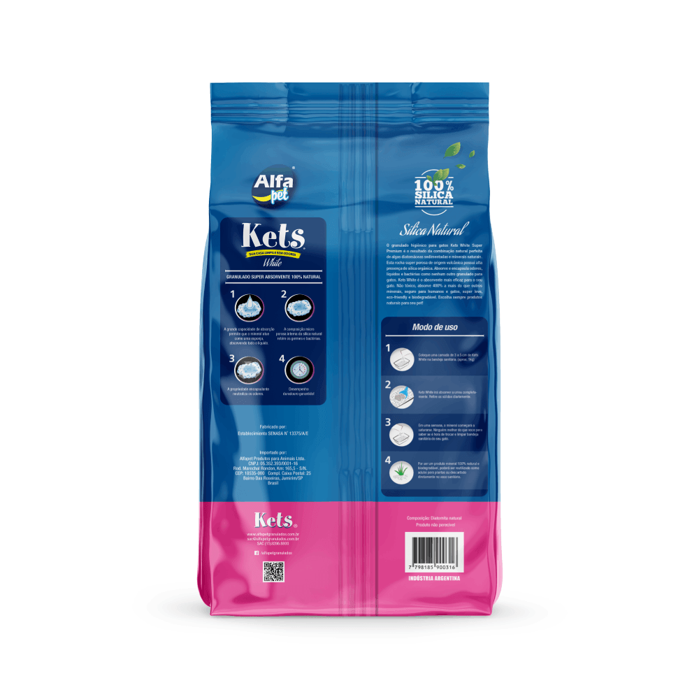 Granulado Higiênico Kets White Sílica Natural