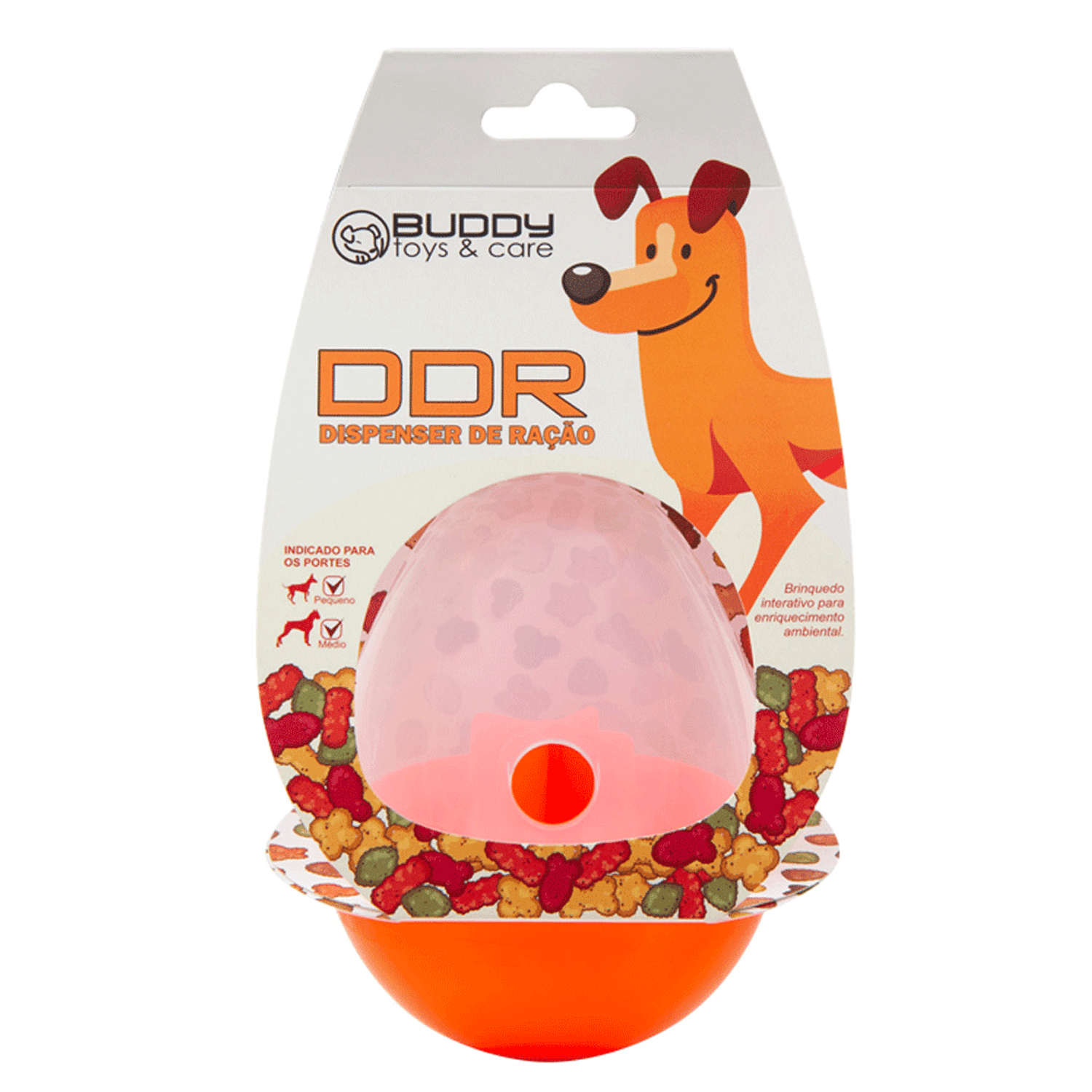 Embalagem-do-Brinquedo-Dispenser-para-Racao-DDR-Buddy-Toys