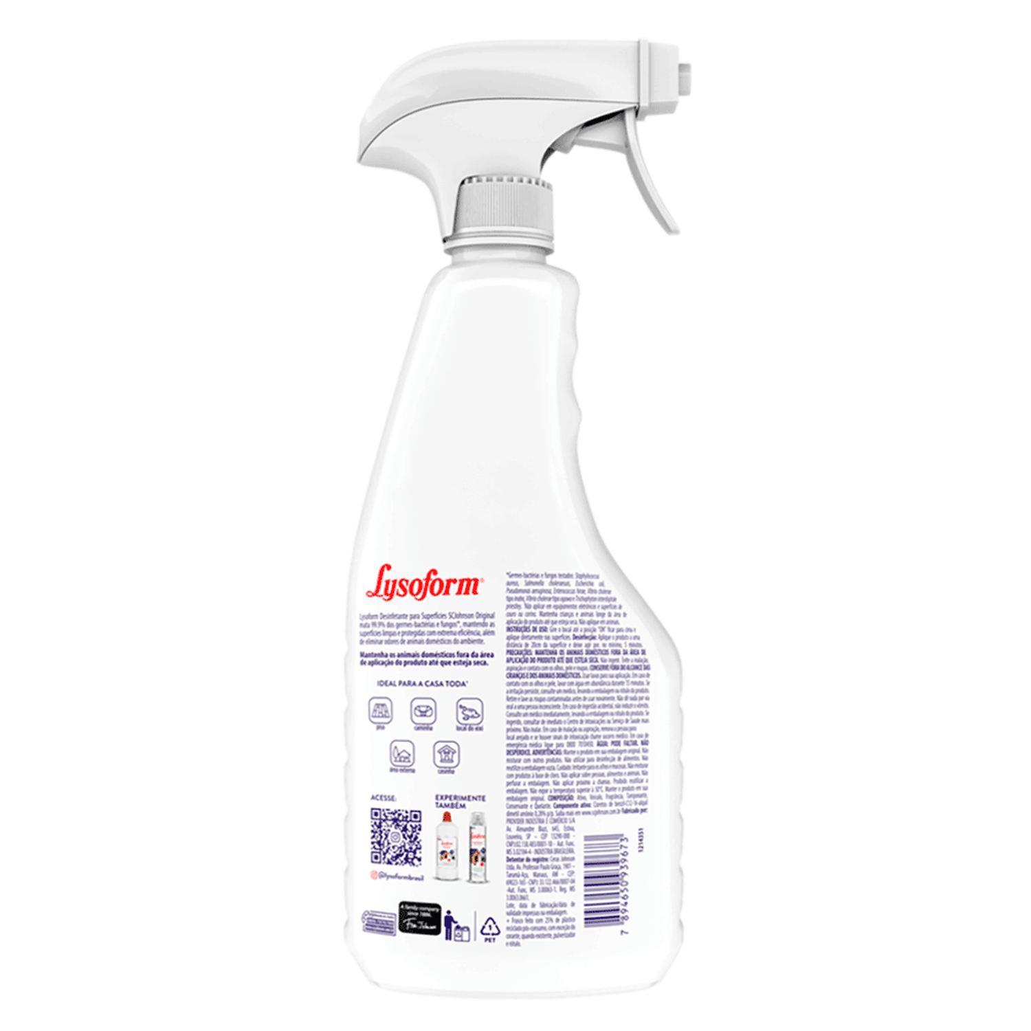 Desinfetante Lysoform Spray Pets Original 500ml verso