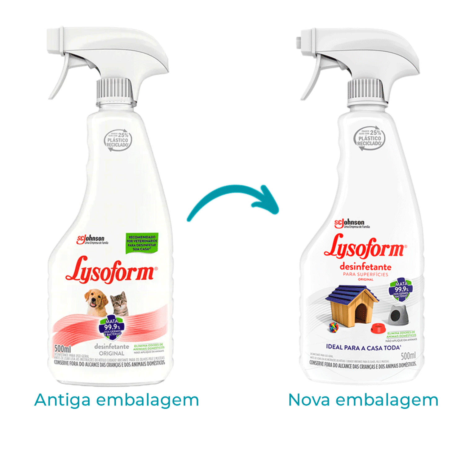 Desinfetante Lysoform Spray Pets Original 500ml nova embalagem