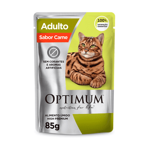 Ração Úmida Optimum Sachê Gatos Adultos Carne - 85 g