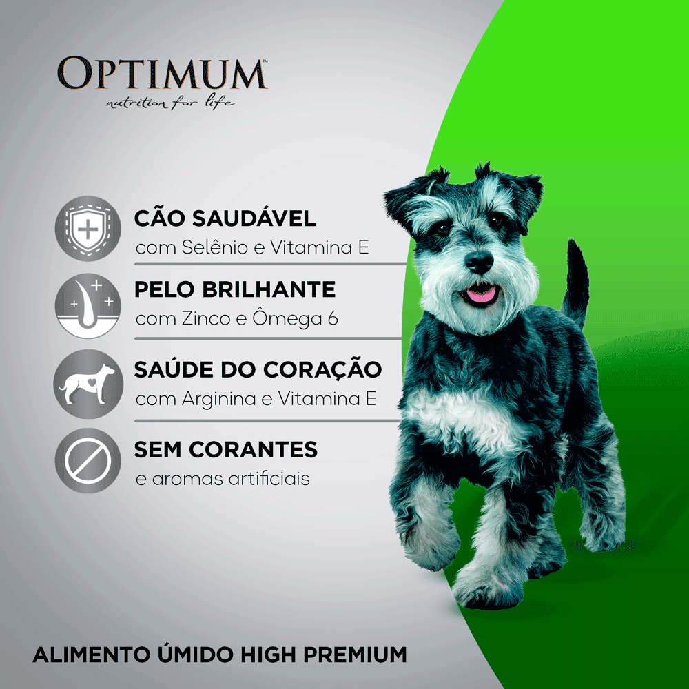 Ração Úmida Optimum Sachê para Cães Adultos Raças Pequenas e Minis Carne
