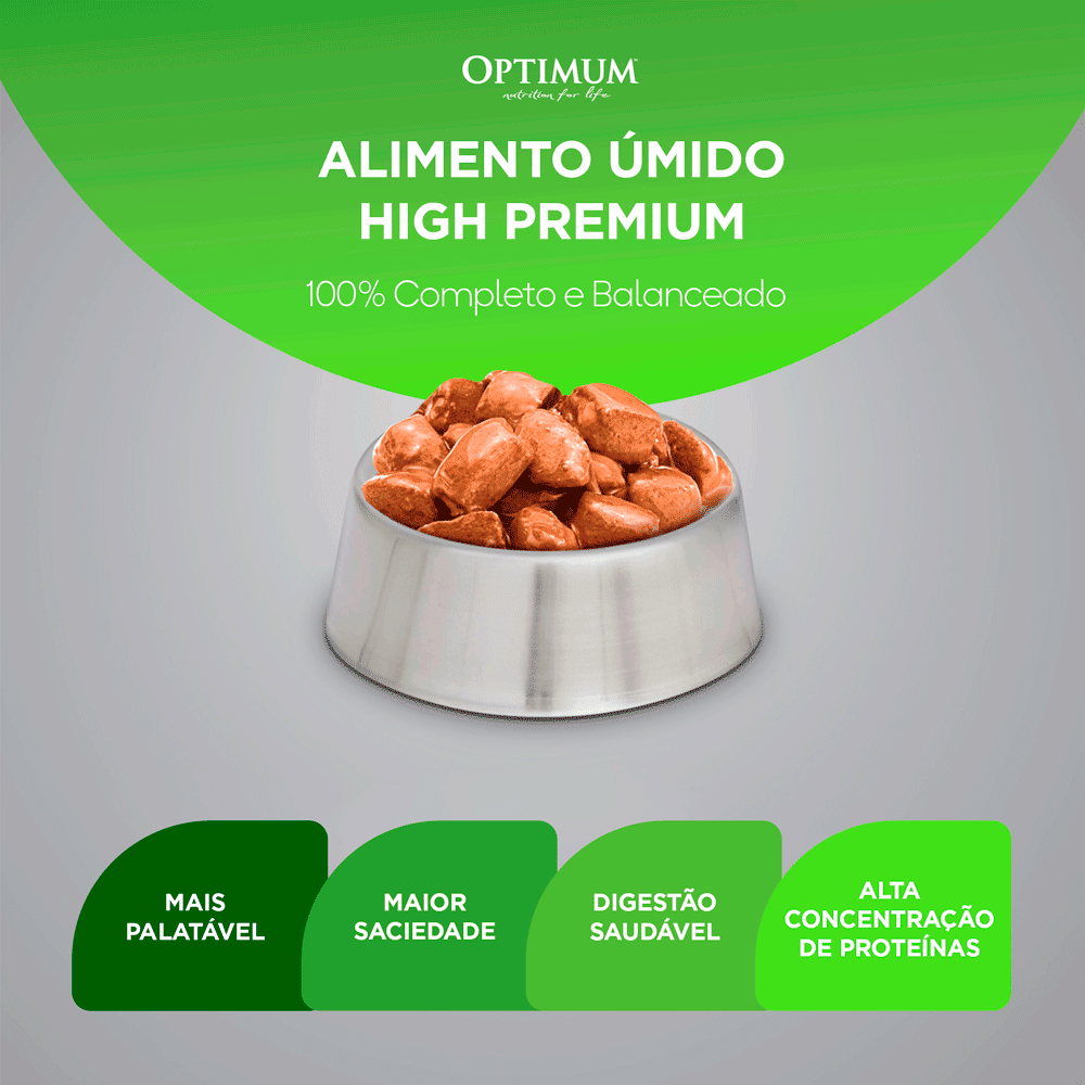 Ração Úmida Optimum Sachê para Cães Adultos Raças Pequenas e Minis Carne