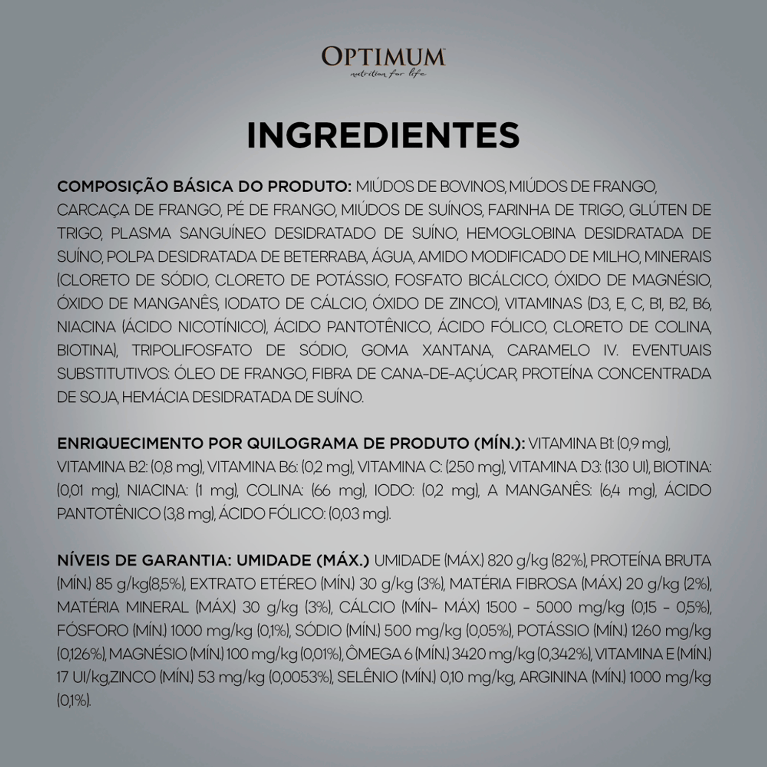 Racao-Umida-Optimum-Sache-Caes-Adultos-Racas-Pequenas-e-Mini-Carne-100g-ingredientes