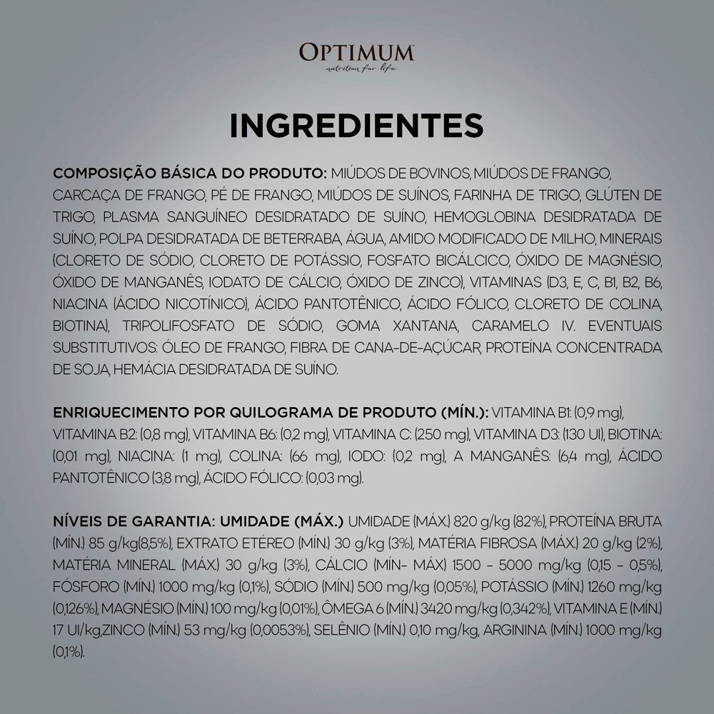 Ração Úmida Optimum Sachê para Cães Adultos Raças Pequenas e Minis Carne