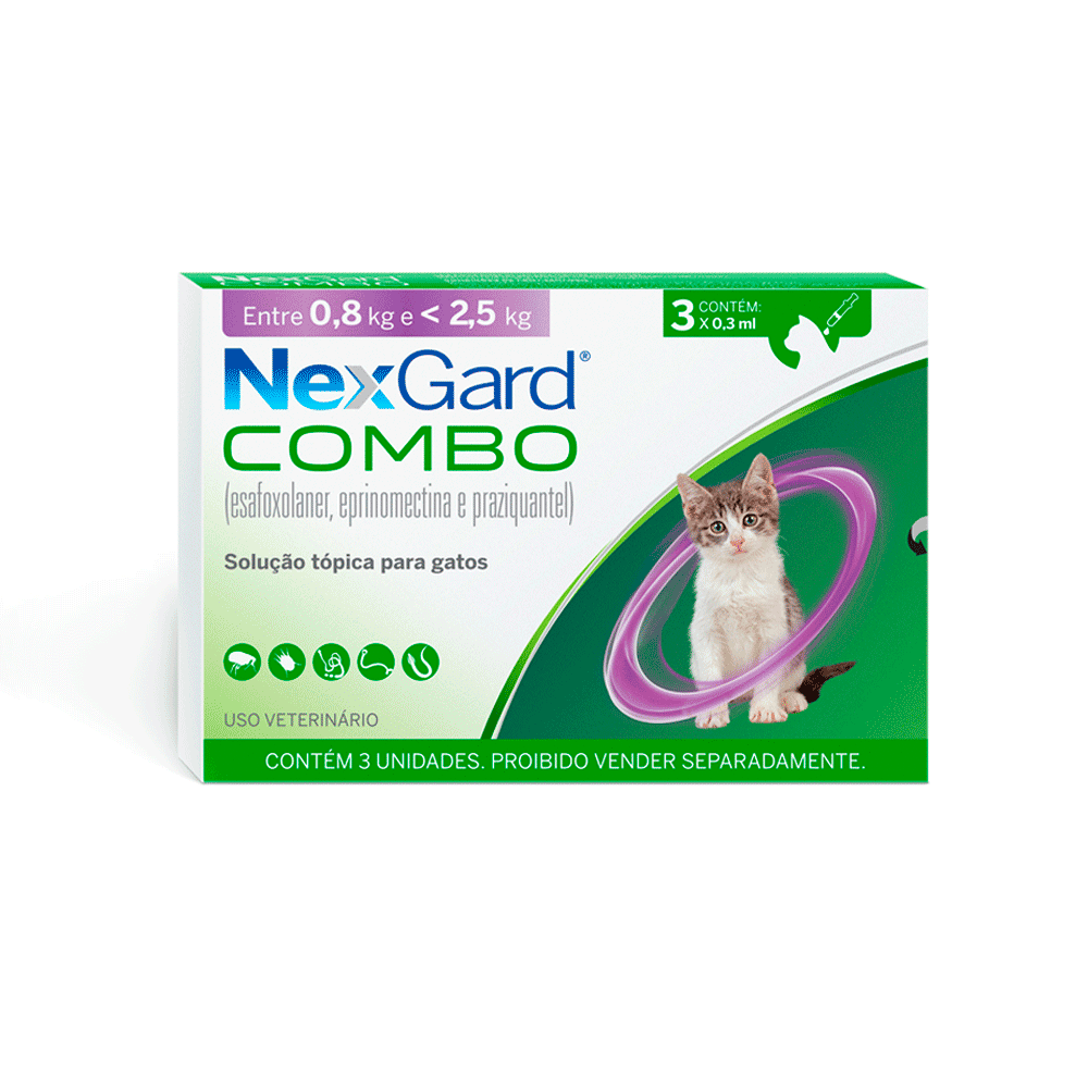 Nexgard Combo Antipulgas, Sarna e Vermífugo para Gatos até 2,5 kg