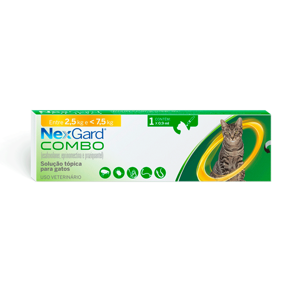 Nexgard Combo Antipulgas, Sarna e Vermífugo para Gatos de 2,5 a 7,5 kg