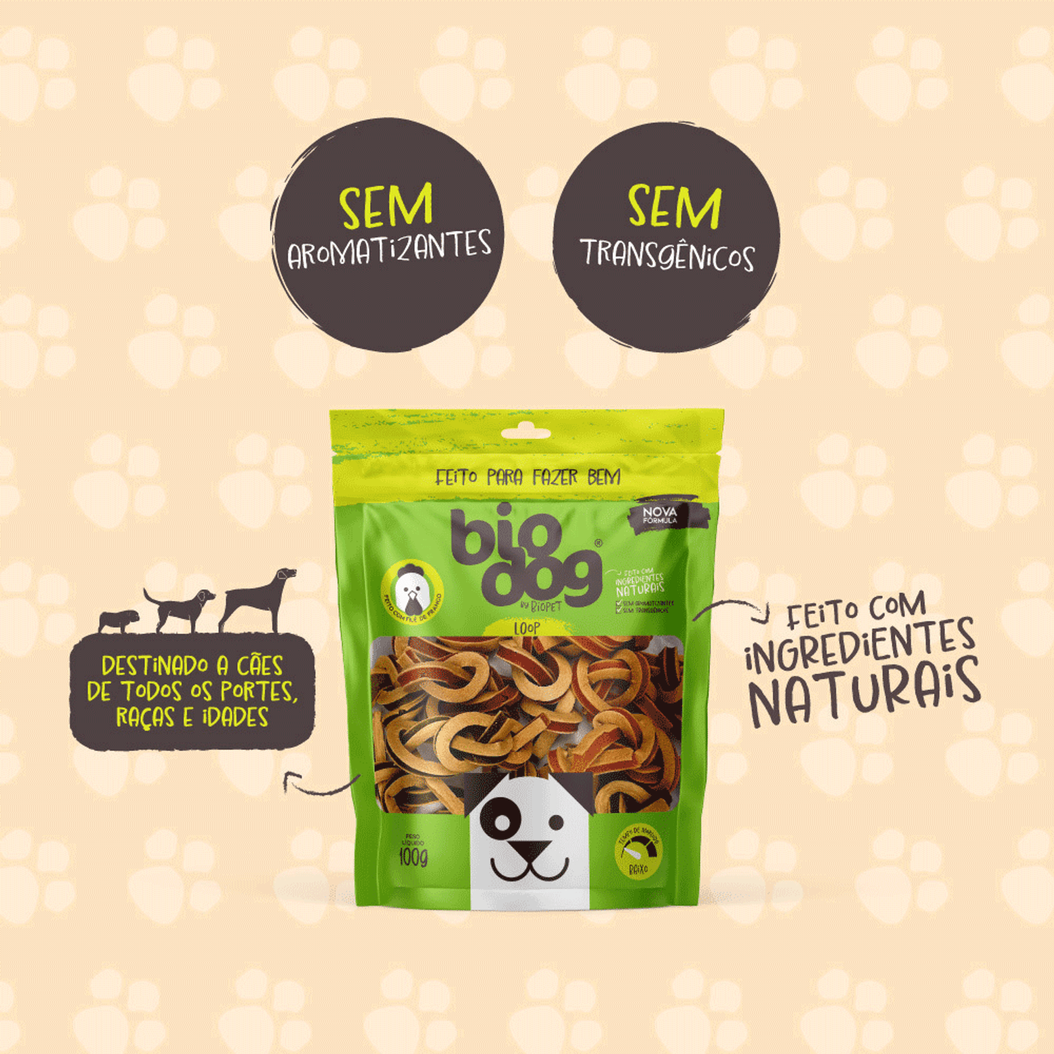 Petisco Gourmet para Cães Loop Filé de Frango Biodog benefícios
