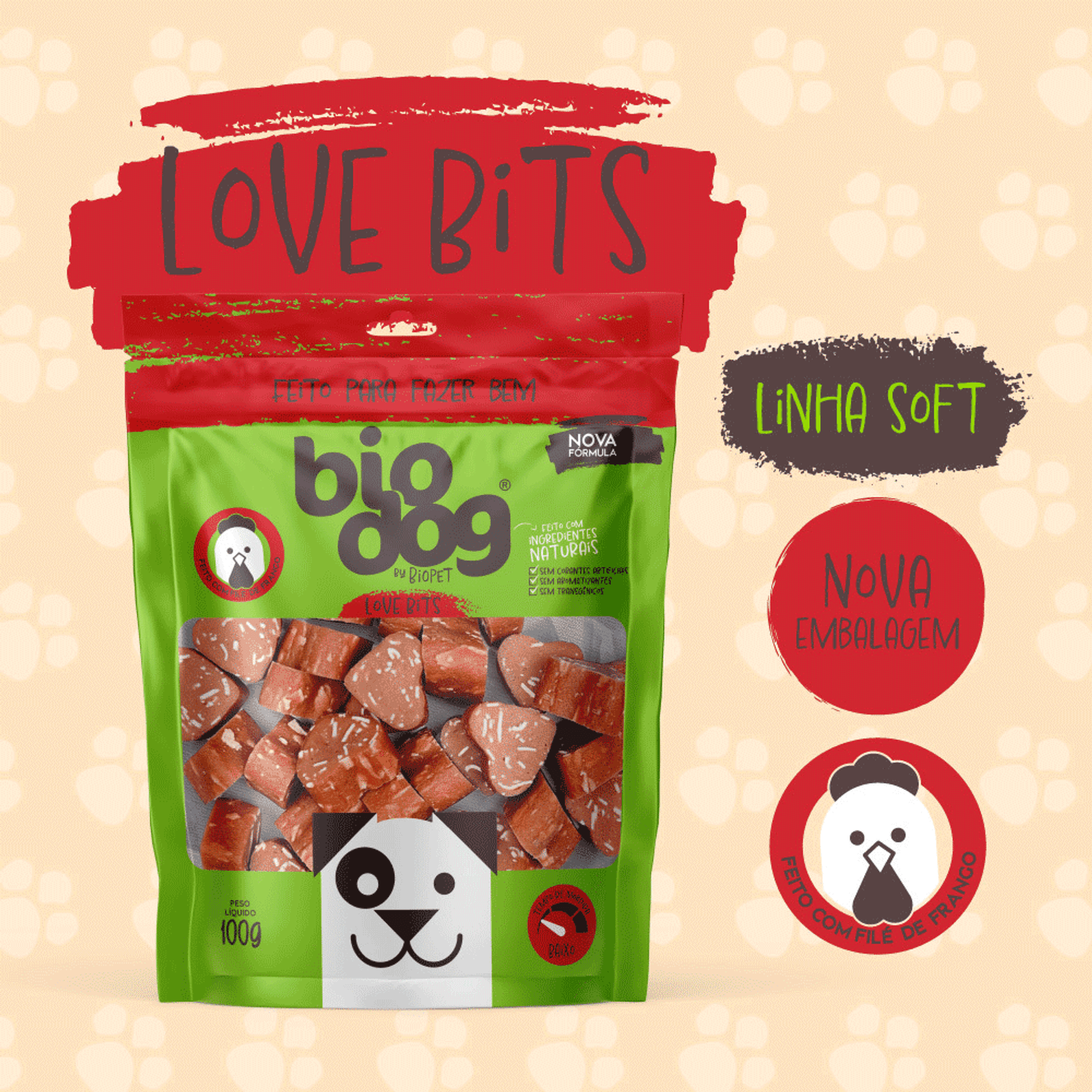 Petisco Gourmet para Cães Love Bits Carne Biodog benefícios