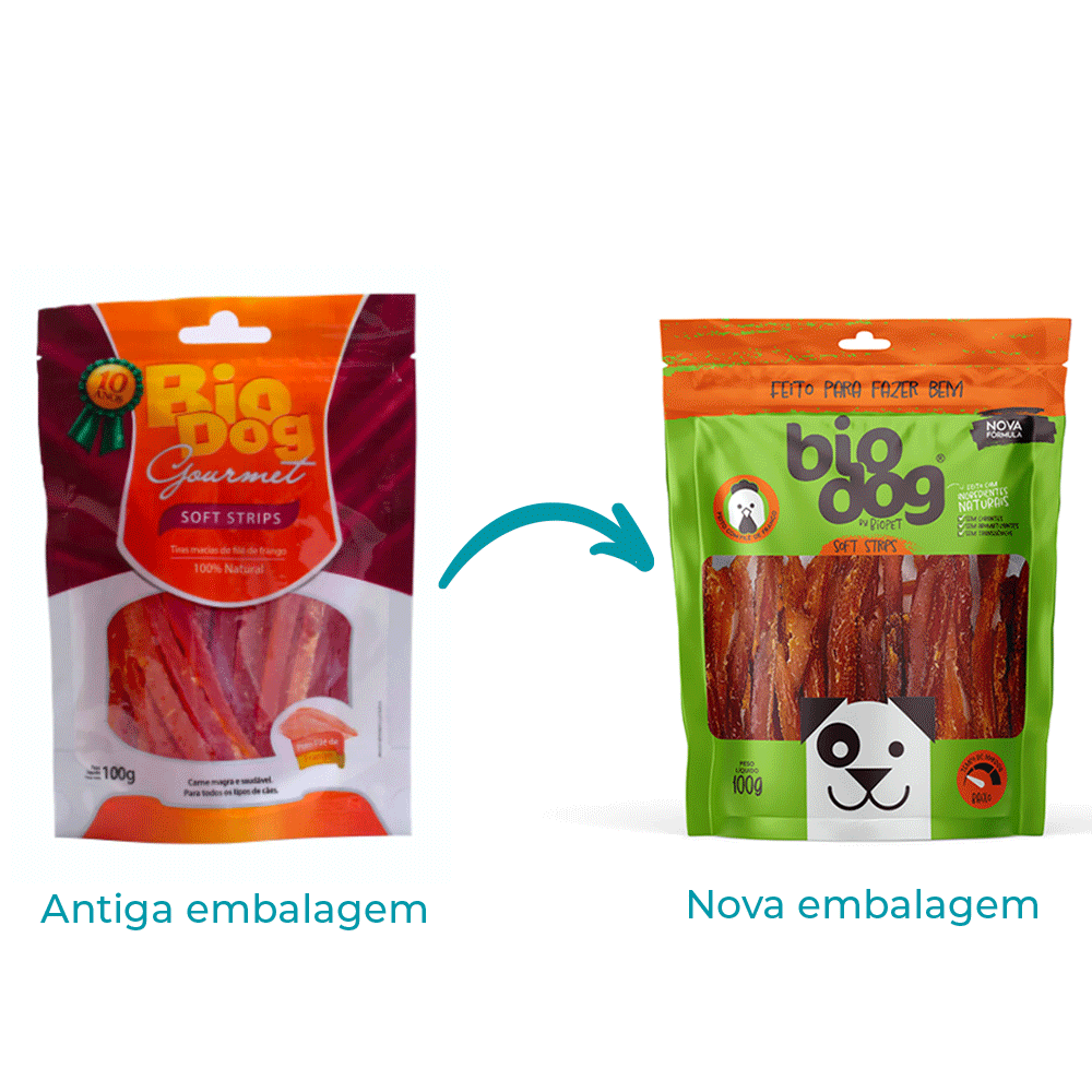 Petisco Soft Strips Macio Frango Biodog