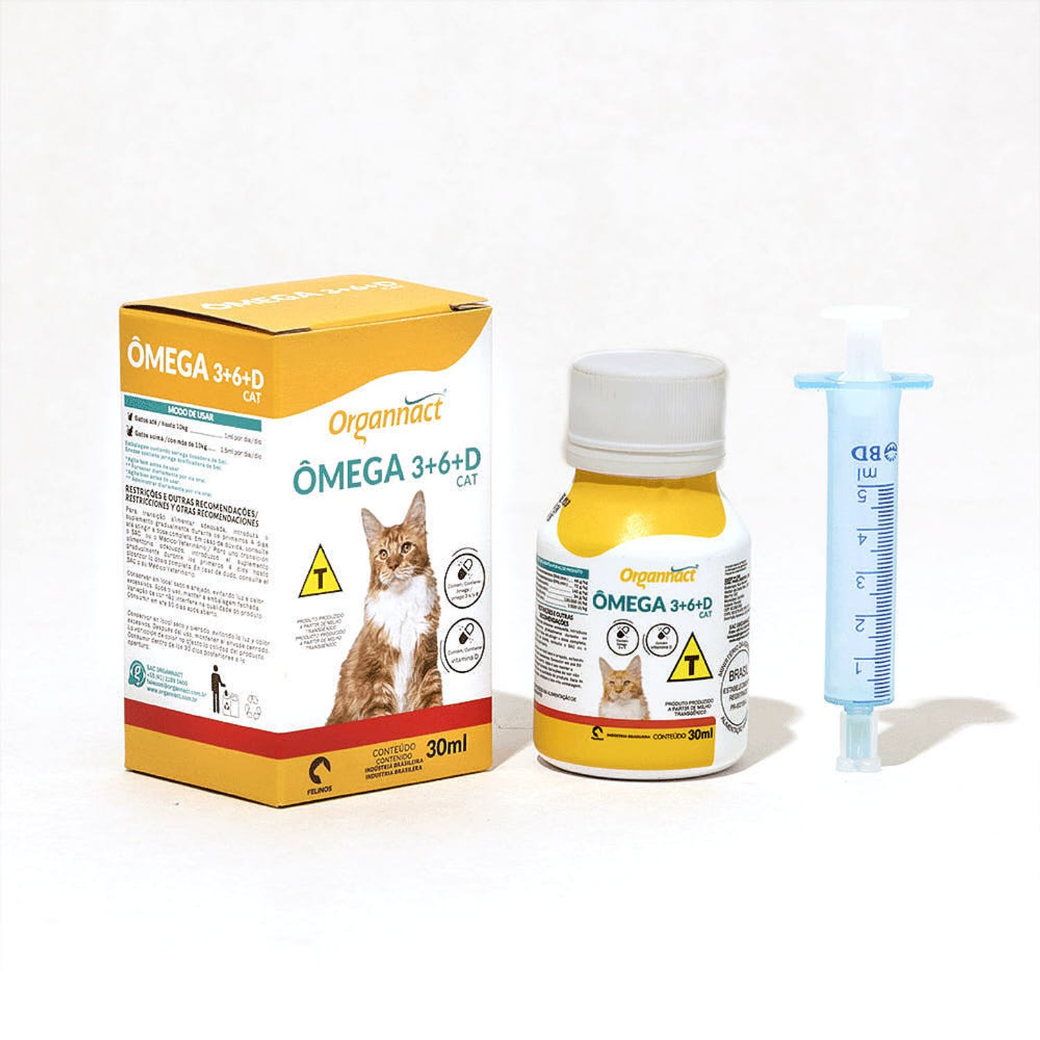 Organnact Ômega Cat embalagem frasco seringa