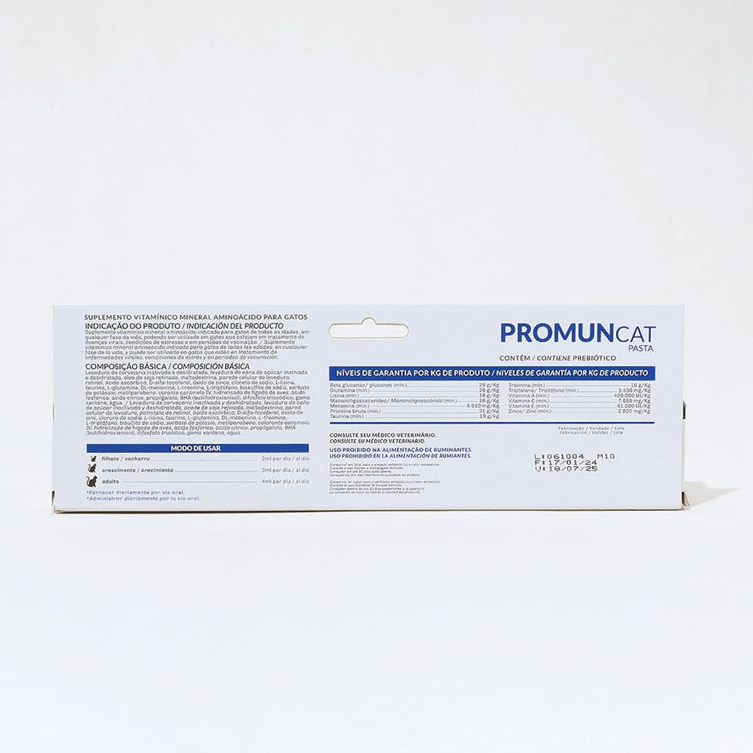 Organnact Promun Cat Pasta 30 g Verso da Embalagem