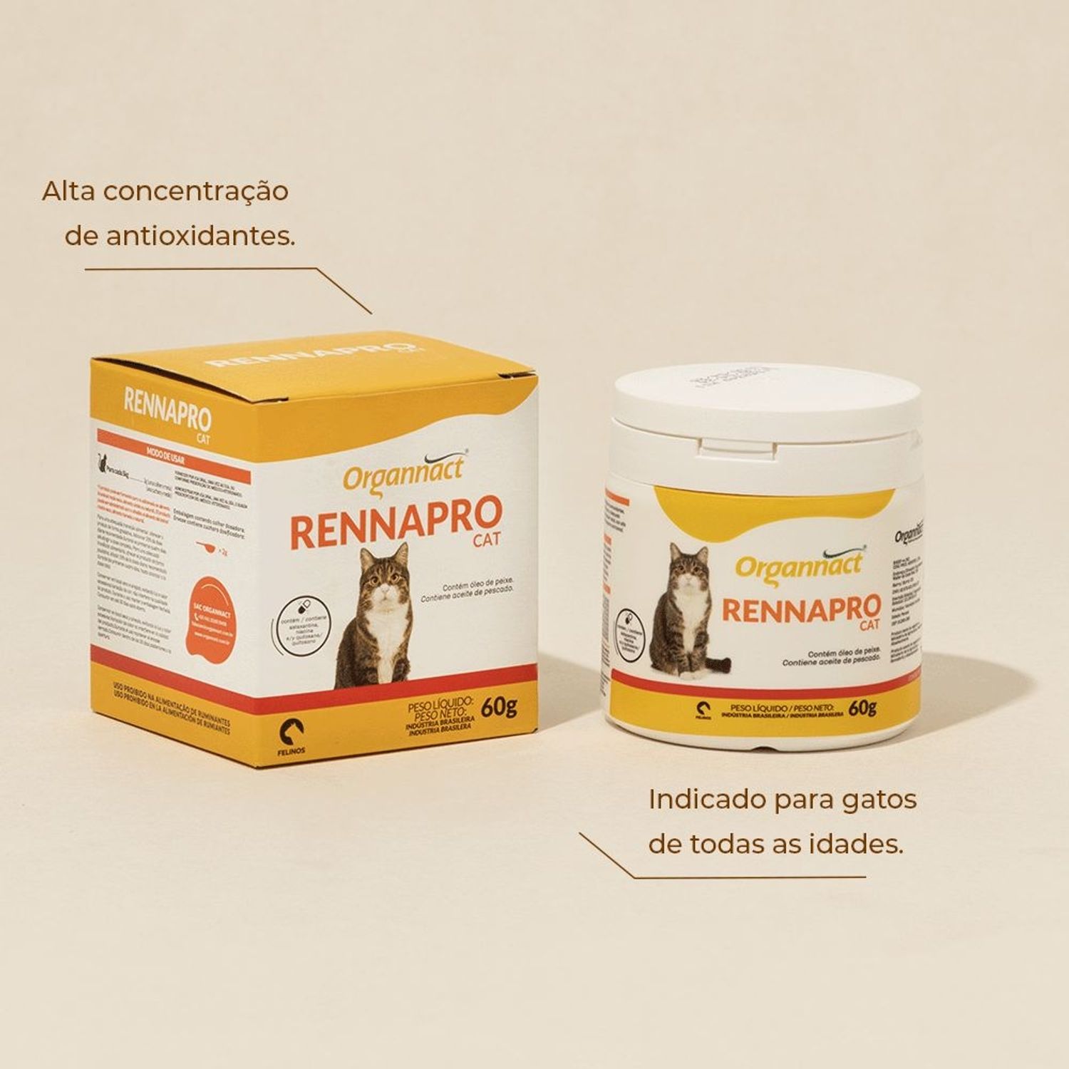 Rennapro Cat Organnact embalagem e frasco