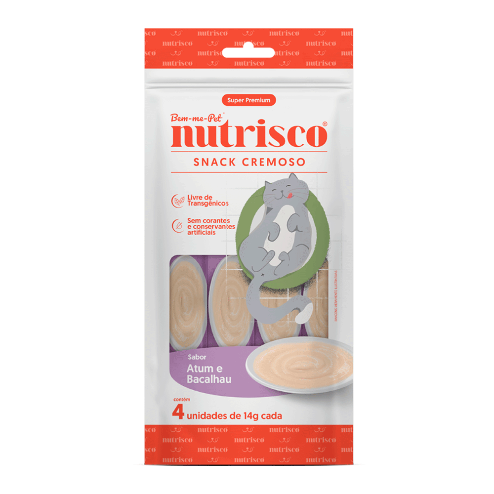 Petisco Cremoso Nutrisco para Gatos Atum e Bacalhau