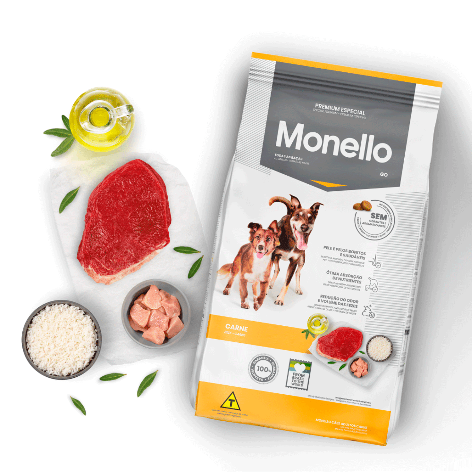 Ingredientes da Ração Monello Cães Adultos Go Carne