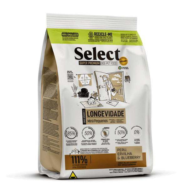 Ração Monello Select Cães Senior 7+ Raças Mini e Pequenas Longevidade 10,1 kg