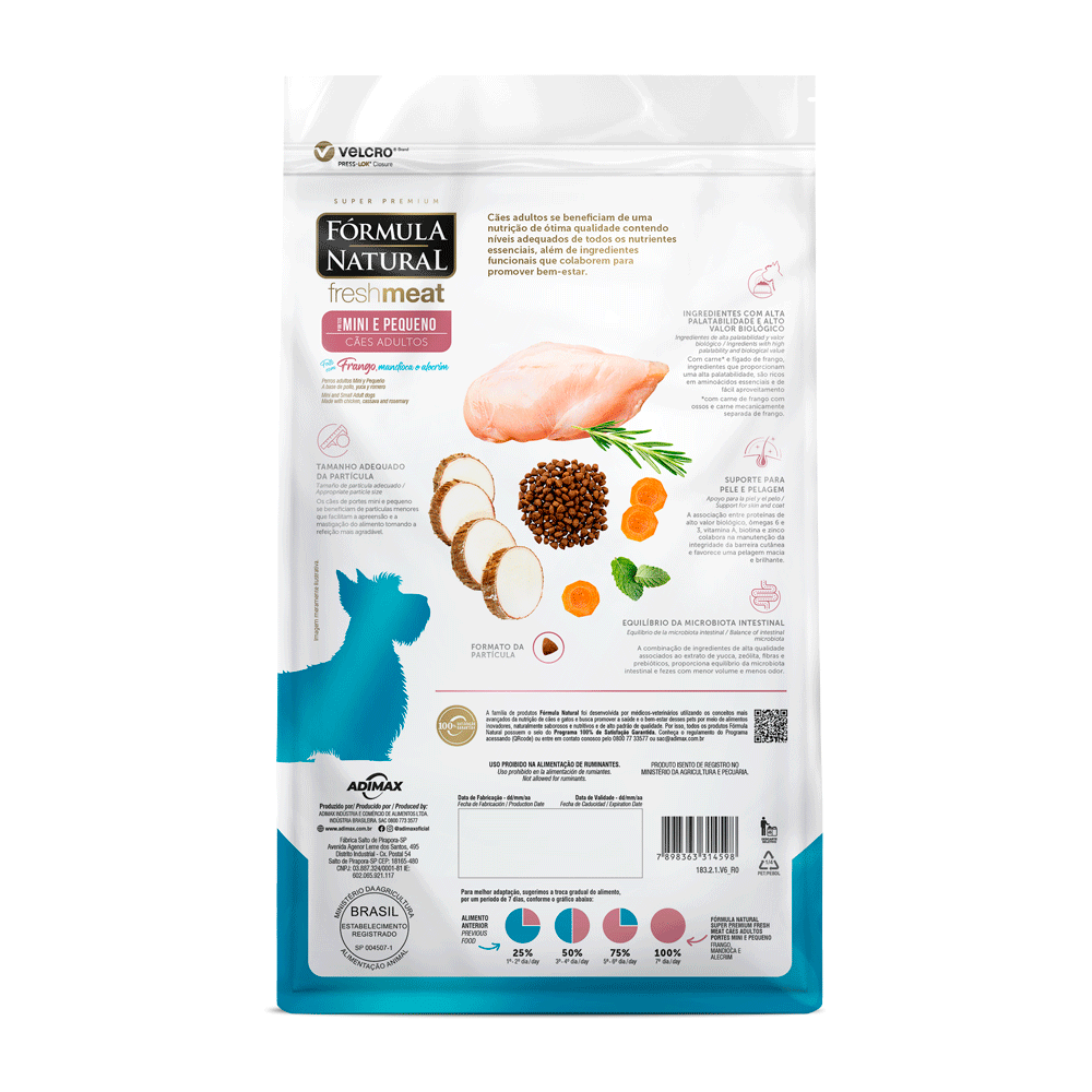 Ração Fórmula Natural Fresh Meat Cães Adultos Mini e Pequeno Frango