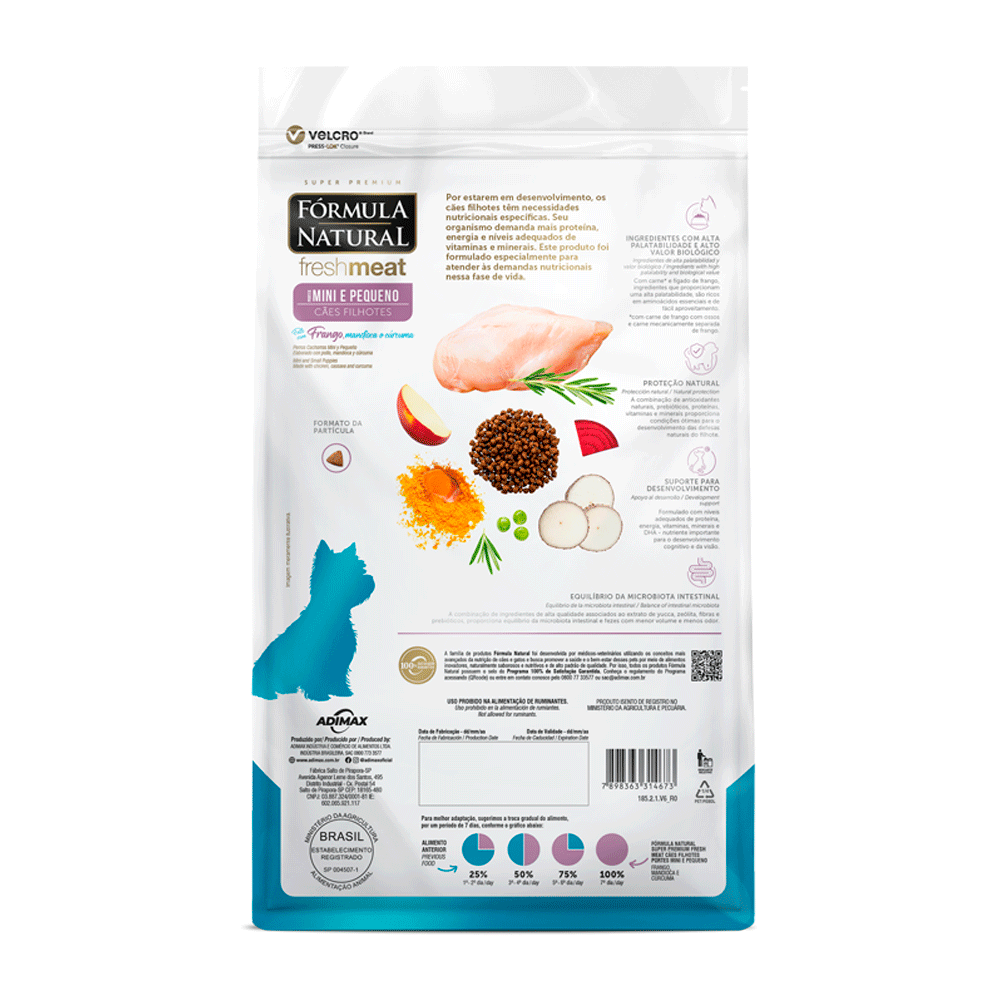 Ração Fórmula Natural Fresh Meat Cães Filhotes Portes Mini e Pequeno Frango